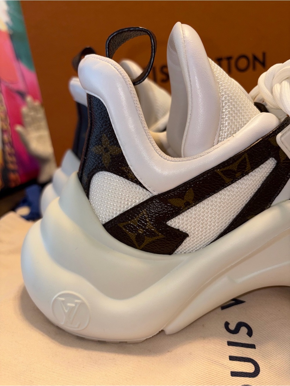 Louis Vuitton White & Brown Archlight Sneaker Boots - Picture 2 of 8